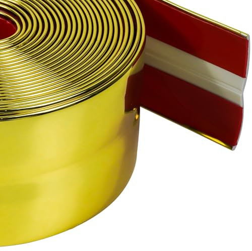 JSIWOTH Bandes Auto-adhésives, Moulures Auto-adhésives, Profilés de Finition Murale Flexibles 6 cm ×6,1M, Moulure Décorative Étanche, Revêtement d'Angle pour Murs, Meubles, Escaliers et Comptoirs Or