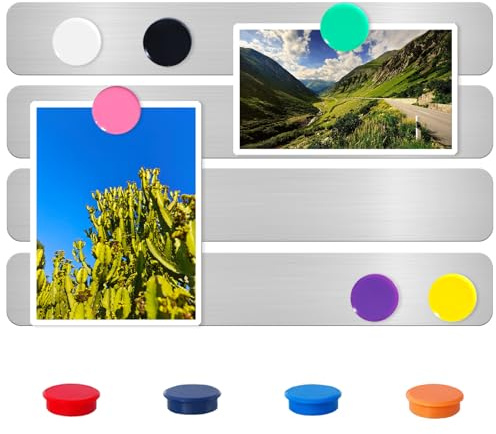 DUJEQM Lavagna Magnetica da Parete - 4 Pezzi Bacheca Magnetica con 10 Magneti Colorati, Strisce Magnetiche Autoadesivo Lavagna Magnetica Frigo per Calamite Calendari Fotografica Casa Ufficio Cucina