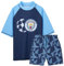MANCHESTER CITY F.C. Swimsuit Set Boys 2 Pcs Swimming Costume Swim Shorts Rash Vest Pool Beach Holiday Essentials (9-10 Years, Navy)