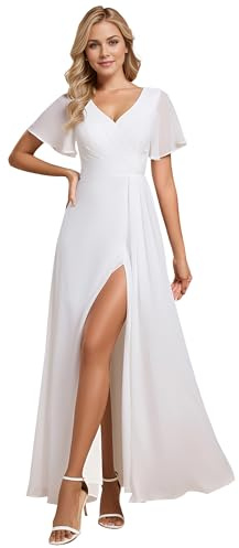 Ever-Pretty Vestido de Dama de Honor Elegante Manga Larga con Volantes Abertura Formal ESS0050
