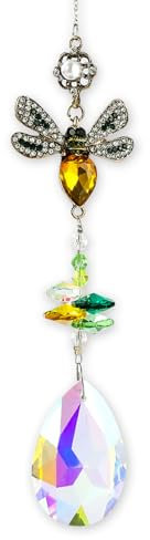 Sun Catchers for Windows, Crystal Suncatcher Pendant Colorful Rhinestones Bee Gifts for Women, Sun Catchers for Garden, Rainbow Maker Hanging Glass Ornament for Home Garden Car Decor