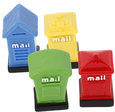 COSMEVIVI 4pcs Tiny Post Box Ornaments Miniature Post Box Small Garden Ornaments Outdoor Mini Mailbox Model Miniature Mailbox Decor