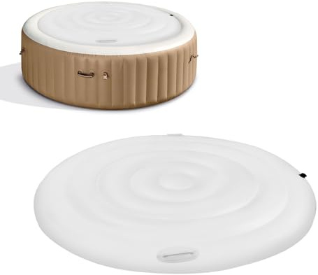 BigKing Uppblåsbart runt spa-skydd, 160 cm uppblåsbart spa-överdrag med handtag, med snabb och enkel inflationsventil, snöskydd, värmeisolering
