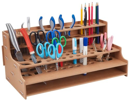 UNICRAFTALE Supporto portaoggetti per pennelli e pennelli in legno laminato multistrato per strumenti a mano e riparazione per pennelli e tubi di pittura, 43 x 19 x 21,5 cm