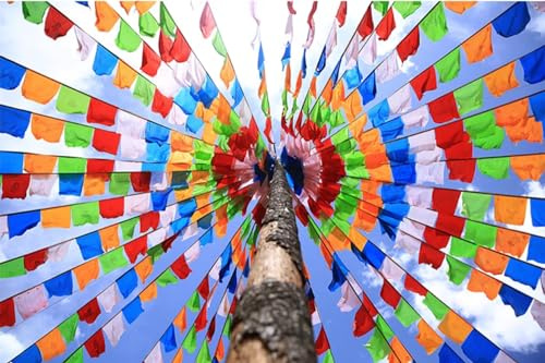 Banderas de oración tibetanas de 8,4 cm, cinco colores, Xizang, caballo de viento de cinco colores