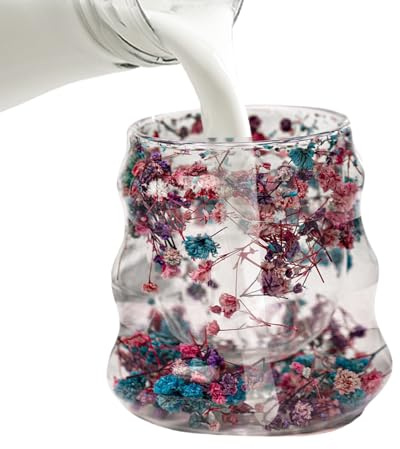 Hitburu Tazze da Caffè a Doppia Parete, Decorati con Fiori per Caffè e Tè, Bicchiere Riutilizzabile 160ml per Acqua Latte Tè Latte Succo Arredamento Casa Regalo Donna