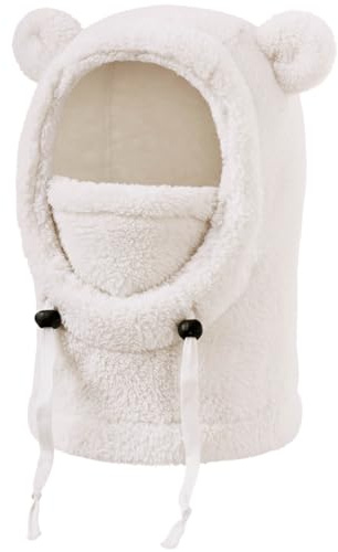 DRESHOW Cagoule Hiver Thermique pour Enfants Cagoule de Ski Polaire Coupe-vent pour Enfants avec Oreilles Mignonnes pour Garçons Filles Cyclisme Patinage Randonnée Activités de Plein Air pour 3-10 Ans