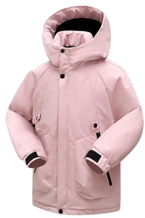 Weixinbuy Kids Unisex Waterproof Jackets Boys Girls Lightweight Padded Thicken Hooded Raincoat Leisure Outdoor Outerwear
