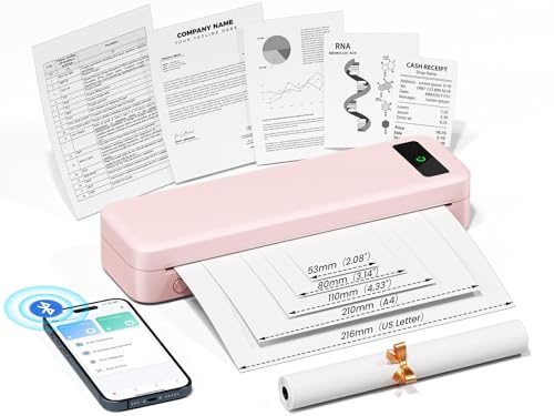 TATTMUSE Portable Printers Wireless for Travel, Bluetooth Thermal Printer Support 8.5 X 11 Thermal Paper
