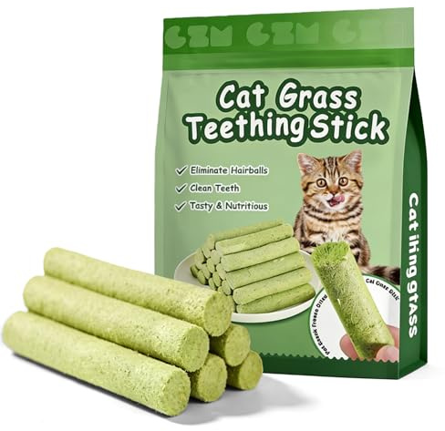GOEDCH Kattgräs-mellanmål: 180 g kattgräspinnar, frystorkade snacks, kattgräs teething stick för katter för tandvård ta bort hårpub, naturlig kattmynta, bitpinne av kattgräs