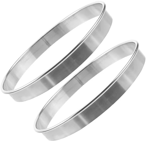 Ipetboom Aros de Acero Inoxidable para Pizza 18 CM 7 Pulgadas 2 Unidades – Anillos Metálicos Resistentes para Hornear Molde Redondo para Pasteles Muffins y Postres Caseros Aptos para