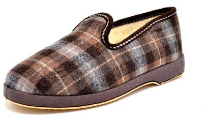 La Gran Zapatería Zapatillas de casa de cuadros con forro de lana | Calientes, cómodas y antideslizantes | Suela flexible | Hechas en España