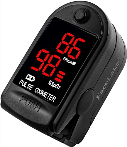 FaceLake ® FL400 Pulse Oximeter with Carrying Case, Batteries, Neck/Wrist Cord - Black
