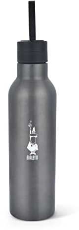 Bialetti To Go Bottiglia Termica, con Doppia Parete, Mantiene Il Caldo per 12 h e Il Freddo per 24 h, Acciaio, Capacità 500 ml, Grigio, Dark Grey