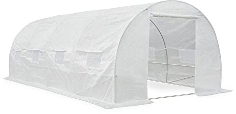 BASS POLSKA Túnel de plástico Invernadero Estructura Estable Resistente a la Intemperie Ventanas enrollables Puerta con Cerradura Mosquiteras Lámina Larga duración 140g/m² 400x250x200cm Transparente