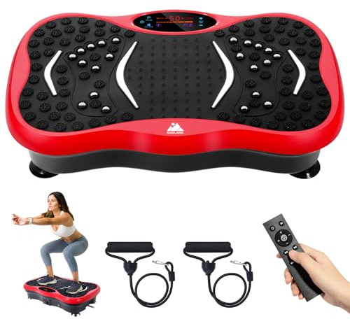 EVOLAND Vibration Plate Exercise Machine, Fitness Vibration Trainer | Powerful Vibrating Plate with Bluetooth Speaker, 5 Program Modes and Resistance Bands, Home Workout Equipment for Body Toning