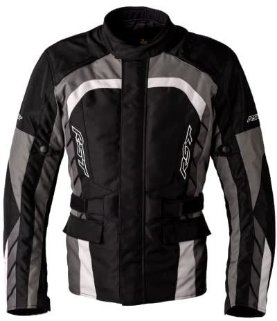 RST Alpha 5 Mens Textile Jacket Motorbike Motorcycle Sports Touring Long Journey CE Approved Jacket (Black/Grey,48)