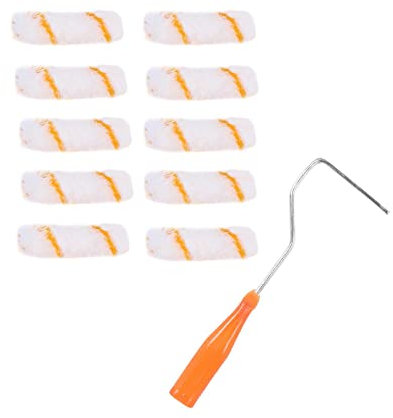 Farbwalzen 10 Stück Farbroller Pinsel mit 1 Farbroller Bügel Tragbare Klein Farbrollerbügel für Gebäudedekoration