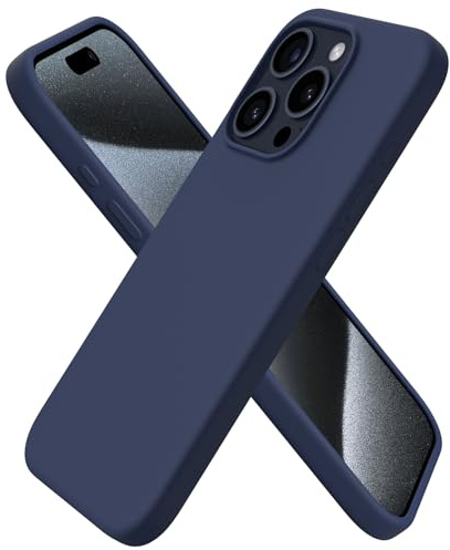 ORNARTO Cover per iPhone 15 Pro Silicone 6.1 Pollici, Custodia Compatibile con iPhone 15 Pro Case, Morbido Silicone Liquido Protezione, in Gomma Gel Morbida con Fodera in Microfibra-Deep Blu