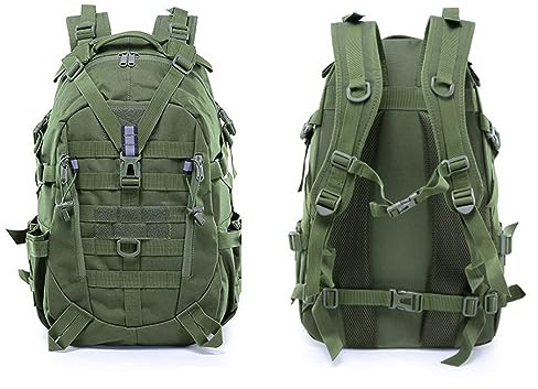 YZNLOQ Mochila táctica militar de 25 l para hombres, mochila Molle para senderismo y camping con tira luminosa, mochila de caza al aire libre, Ejercito Verde, 49*30*21cm