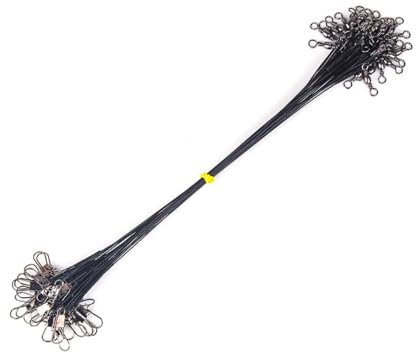 Wambere 50 Stück Stahlvorfach Angeln Hecht Stahldraht Angelvorfächer Stahlvorfächer Vorfach Hecht Anti Tangle Geflechtdraht Anti Biss Drahtdraht Verhindern Fischbisslinie Angelausrüstung,Schwarz,25cm