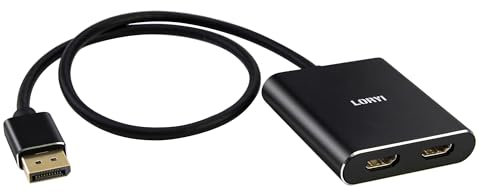 Displayport a Dual HDMI Splitter, 4K 60Hz Multi-Monitor, DP a 2 HDMI per Computer Laptop Scheda Grafica PC, Windows Compatibile MST Extended Mode