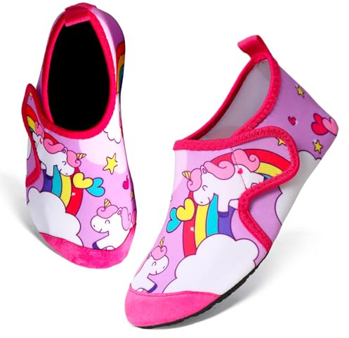 TMEOG Scarpe da Scoglio Bambino Bambina Scarpe Mare Acquatiche Piscina Bambini Scarpe da Spiaggia Acqua Immersione Scarpette da Bagno Surf Nuoto per Ragazzo Ragazza(28/29 EU,UC_Rosa)