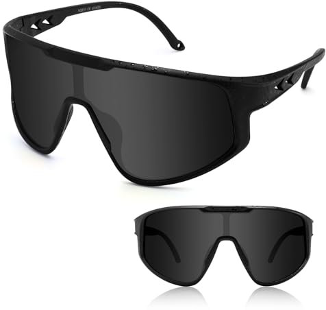 OULIQI TR90 Fahrradbrille Polarisierte Sonnenbrille,Sportbrillen Herren Damen UV400 Sportbrille Schnelle Brille mit Wechselgläser für OutdoorSportarten Fischen Radfahren Laufen (Schwarz)