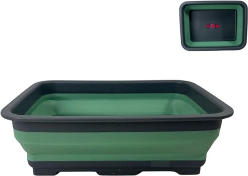 Synx Tools Waschschüssel/Spültisch faltbar, Washbowl/Dishwashbowl Foldable, Spülschüssel, Spülschüsseln, 8 Liter, Spülschüssel, Grau/Grün, Geschirrspüler, Spüle, Spülbecken, Rührschüssel