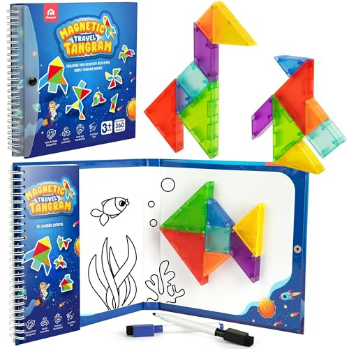 Coogam Magnetic Travel Tangram Pussel, Road Trip Tango Pussel