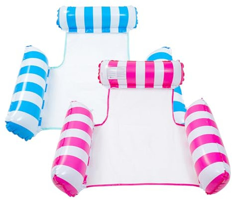 Inflatable Pool Float adults 2 Pack 4-in-1 Inflatable Water Hammock Swimming Pool Floating Chair Relax in the Swimming Pool, Beach, Bathroom,and Water Lounge Summer Holiday (Pink and Blue)