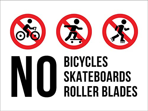 No Se Permiten Bicicletas, Patinetas Ni Patines En Línea Señal De Advertencia Placa Decoración Retro Cartel Placa De Pintura Vintage Chapa Vintage Para Cafetería Hogar Garaje S