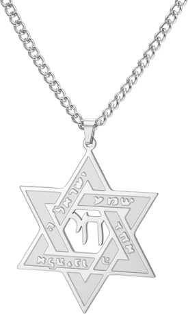 EUEAVAN Collar con colgante de estrella de David, judío, amuleto de la Cabalá, joyería cristiana, hexagrama de Hanukkah, regalo para mujeres y hombres