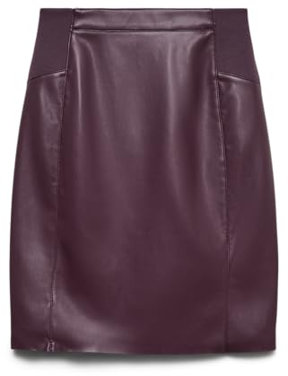 VERO MODA Vmbuttersia HW Coated Skirt Noos, Winetasting, XS Donna