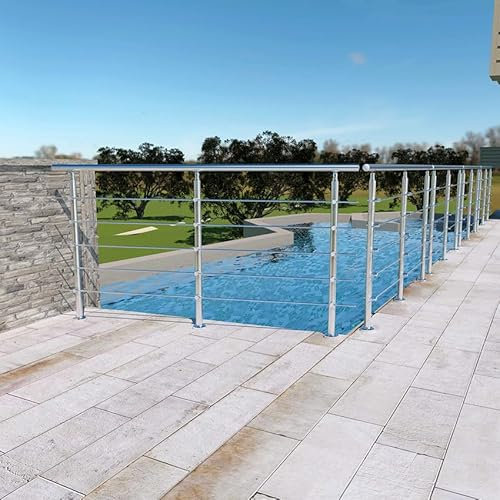 Aica Sanitär Edelstahl Geländer Treppengeländer mit Querstab Handlauf Brüstung Treppe Bausatz 200cm,Querstäbe 3