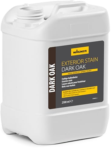 WAGNER Exterior Stain Dark Oak, Container Volume 2,5l, Area Coverage 8-10m² per Litre - Suitable for Airless & HEA Control Pro Paint sprayers as Well as HVLP & XVLP Paint sprayers