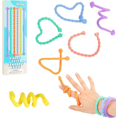12 Pulseras Antiestrés - Juguete Sensorial, Juguete para Autismo para Aliviar el Estrés, Alivio del Estrés Sensorial, Niños con TDAH, Pulsera Antiestrés, Juguete Anti-Estrés