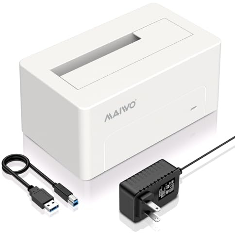 MAIWO SAS to USB 3.0 Adapter, 2.5 3.5 Inch SAS SATA HDD SSD Enclosure, 24TB Capacity, External Hard Drive Reader Docking Station with 12V 2A Power Adapter, Tool Free (White)