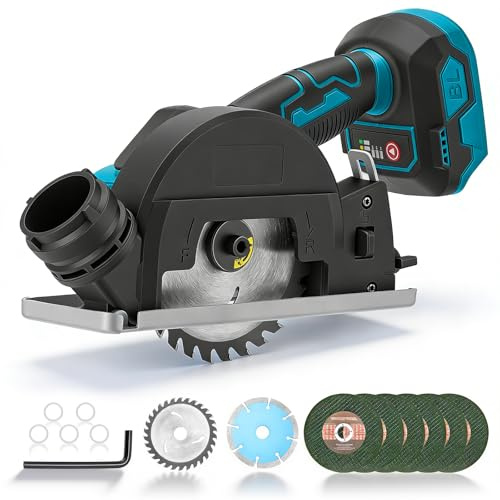 4″ Cordless Circular Saw & Mini Angle Grinder Compatible with Makita 18V Battery(Not Included),Mini Circular Saw with 12000RPM Brushless Motor & 3-Speed Adjustable for Wood, Metal, Tile, Plastic