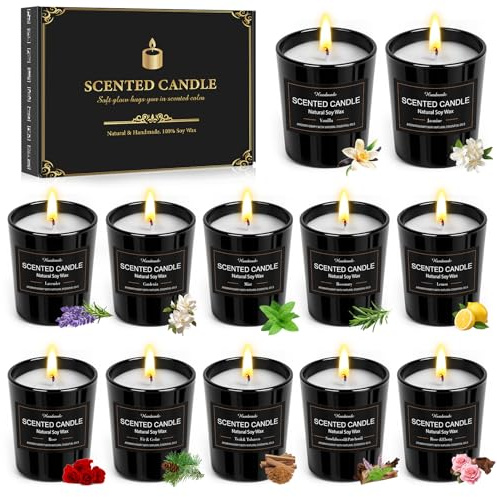 Duftkerzen im Glas, Duftkerze Geschenkset aus 12 Düft Kerze für Frauen