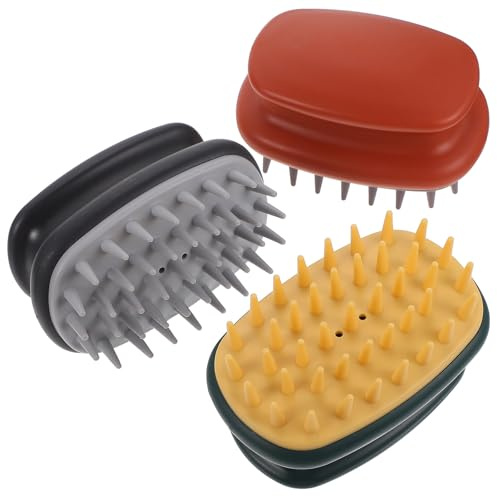 Ciieeo Cepillo de Masajeador de Silicona para Cuero Cabelludo, Set de 3 Piezas Diseño Ergonómico y Doble Capa para Limpieza y Relajación