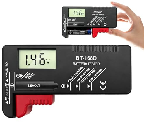 Comprobador de Pilas Digital,Probador Digital de Baterías,Probador Universal de Batería para pilas AA AAA C D 9V 1.5V y Célula del Botón