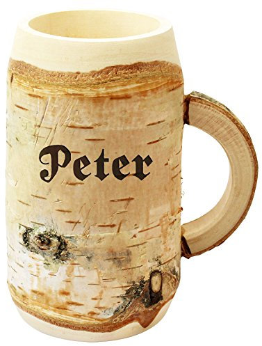 Holz Bierkrug mit Gravur - personalisiert mit Name - individueller Holzkrug Unikat - Geschenkidee für Bierfreunde, Sammlerstück, bayerische Souvenirs, deutsche Geschenke