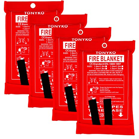 TONYKO Emergency Fire Blankets, Flame Retardant Protection and Heat Insulation Designed for Kitchen,Fireplace,Grill,Car,Camping(White（4PACK）)