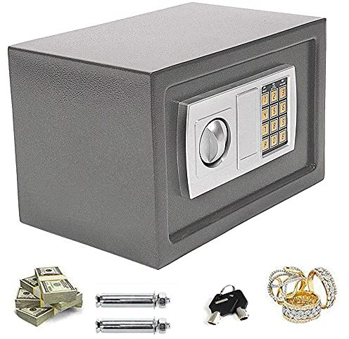 Elektronischer Safe mit Zahlenkombination, Geldkassette, für Büro und Zuhause, digitaler Safe mit vollstelliger Taste, 2 Schlüsseln, 2 Montageschrauben 4,6 l (23 x 17 x 17 cm, weiß)