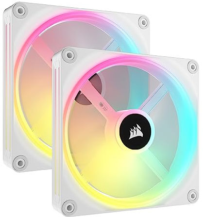 Corsair iCUE LINK QX140 RGB 140mm Magnetic Dome RGB Fans - Doppelter Lüfter-Starter-Kit mit iCUE LINK System-Hub - Weiß