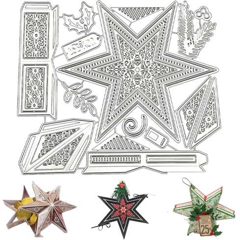 Fem stjärnor skärning denna metall, jul stansmallar, metall mallar 3D-mallar, stjärna stansning mallar stor, jul stansning mallar presentlåda, för gör-det-själv 3D jul, present