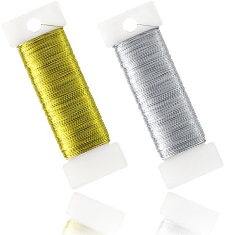 Redamancy 2 Rolle Basteldraht, 0,35mm x 100m Basteldrähte Schmuckdraht Wickeldraht, Blumendraht Draht zum Dekorieren, Weich Handwerk Draht für DIY Schmuckherstellung Bastelarbeiten