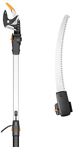 Fiskars Juego de Podadoras, 2 Piezas, Podadora Telescópica Bypass UPX86 (Longitud 2,4 - 4 m) y Serrucho de Poda para Pértigas UPX86 y UPX82 (Longitud: 46 cm), 1077330