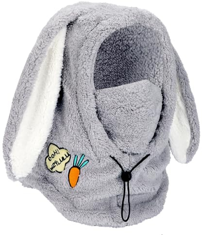 PHOGARY Cagoule hiver pour femme, Femme Homme Balaclava Hiver Thermique, Coupe-vent Masque Ski Couvre Casque Ski, Cagoule Lapin, Gris